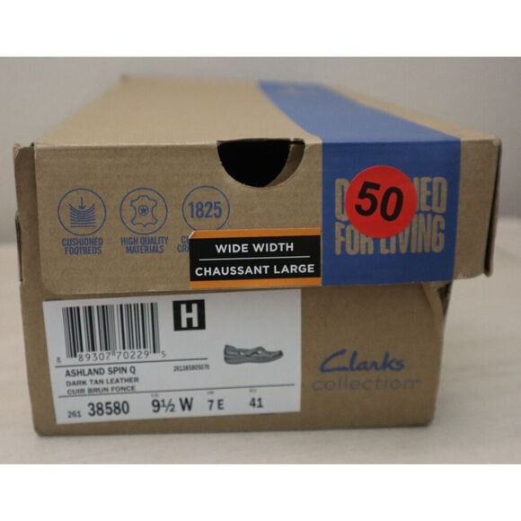 Clarks Women's Sz 9.5W Dark Tan/Brown Leather Ashland Spin Q Mary Jane Flats - Picture 14 of 14